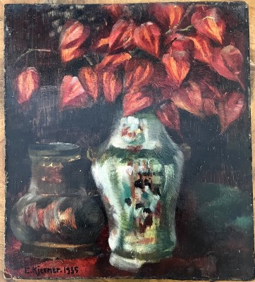 Kjerner Esther (1873-1952) Blumenvase, 1935, Öl auf Platte.