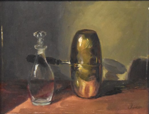 Liner, Carl Walter (1914-1997) Stillleben mit Flasche, Öl auf Platte.