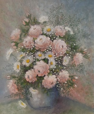 Schubert, Anton (geboren 1924) Blumenstillleben, Öl auf Leinwand, 2000.