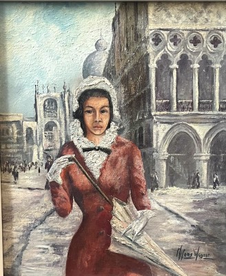 Wegner, Alfons (geboren 1924) Frau in Venedig, Öl auf Leinwand.