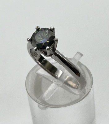 Ring, Regenbogen-Moissanit, 1,0 ct, gefasst in 925 Sterlingsilber, Größe 54.