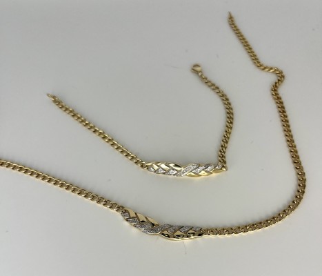 Schmuck-Set, bestehend aus Collier und Armkette, Gelbgold 585 (punziert).