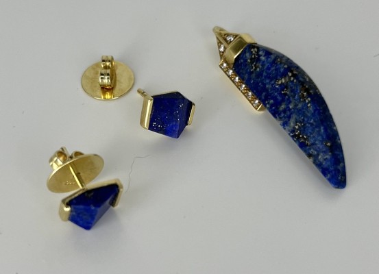 Lapislazuli-Geschenkset, Gelbgold 585 (punziert).