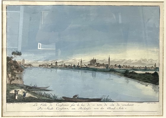 Hauer, Johann Thomas (1748-1820) nach Zeichnung von Felix Speth, Konstanz Ansicht von Westen, kolorierter Kupferstich, um 1800.