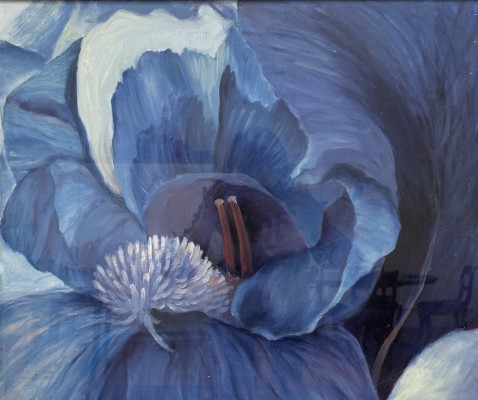 Steinhauser, Erwin (1939-2023) Blaue Blüte, Acryl auf Platte.