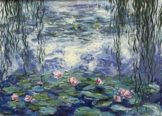 Steinhauser, Erwin (1939-2023) Seerosen, inspiriert von Monet, Acryl auf Leinwand.