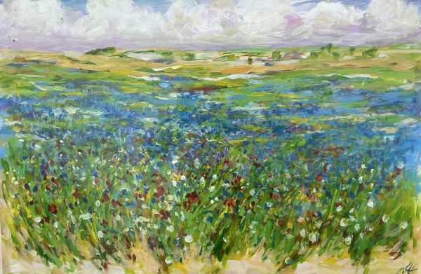 Steinhauser, Erwin (1939-2023) Blumenwiese, Acryl auf Papier.