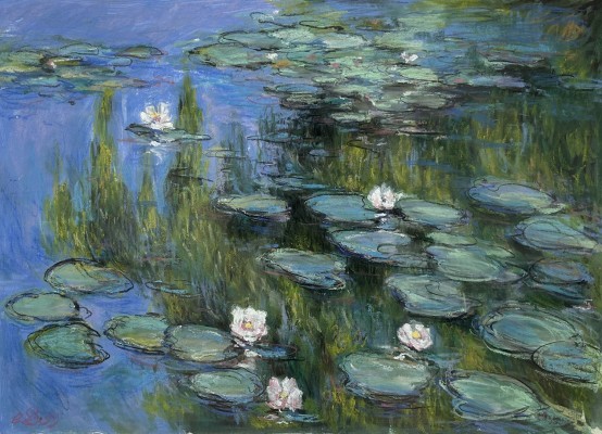 Steinhauser, Erwin (1939-2023) Seerosen, inspiriert von Monet, Pastellkreide auf Malkarton, 1999.