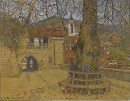 Lotter, Heinrich (1875-1941) Tübingen, gouachierte Zeichnung.