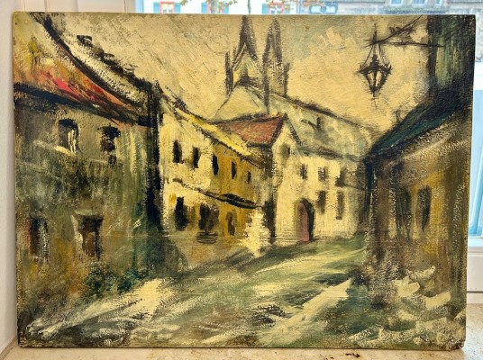 Anonym (20. Jahrhundert) Altstadt Konstanz, Acryl auf Holzplatte.