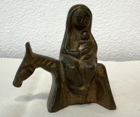 Krautwald, Joseph (1914-2003) Maria mit Kind auf Esel reitend, Bronzefigur.