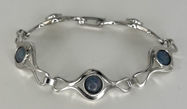 Armband mit synthetischen Opalen, Sterling Silber 925 (punziert).