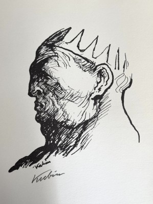 Kubin, Alfred (1877-1959) Porträt eines Königs, Lithographie.