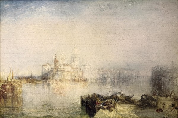 Turner, Joseph Mallord William (1775-1851) The Dogana and Santa Maria della Salute, Venice 1843, hochwertiger Offset-Druck.