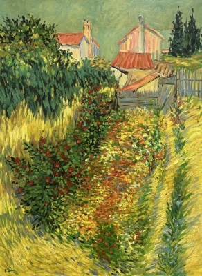 Steinhauser, Erwin (1939-2023) Bauerngarten, pointilistischer Stil, Acryl auf Leinwand.