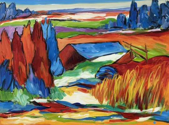 Steinhauser, Erwin (1939-2023) Landschaft, Acryl auf Leinwand.