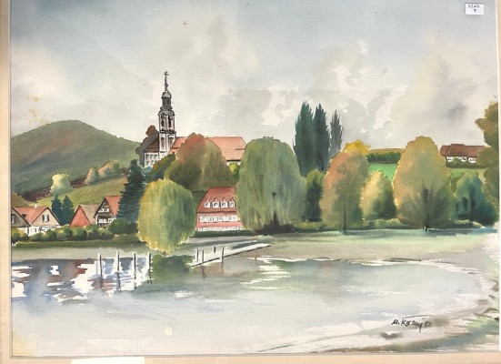 Anonym (20. Jahrhundert) Birnau am Überlinger See, Aquarell.