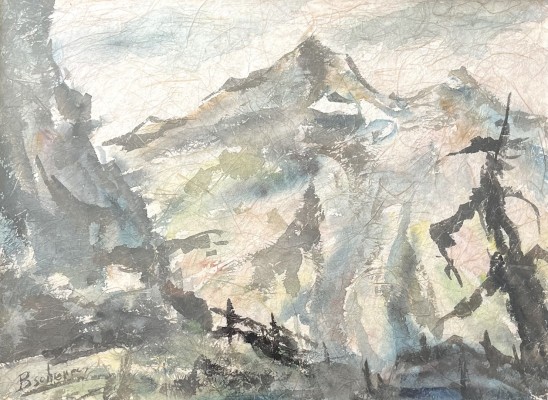 Bscheres (20. Jahrhundert) Berglandschaft, Aquarell auf Bütten.