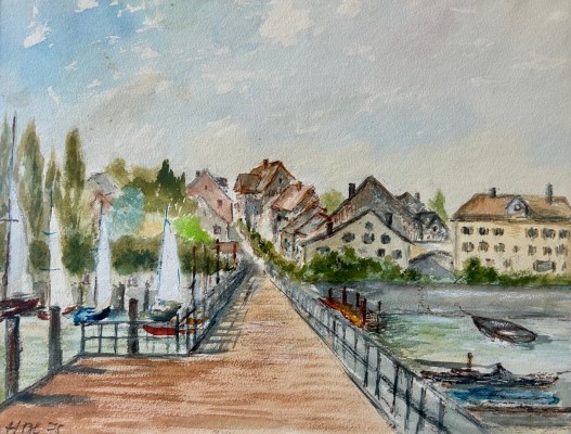 HBL (20. Jahrhundert) Landungssteg Staad (Konstanz), Aquarell, 1975.