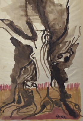 Hoke, wohl Giselbert Hoke (1927-2015) Abstrakt, Aquarell.