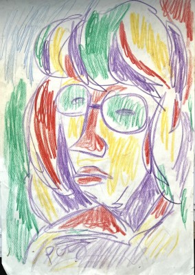 Miklos, Németh (1934-2012) Frau, Buntstift auf Papier.