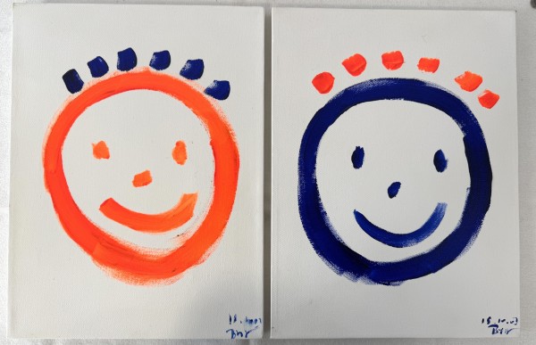 Berger, Robert Sebastian (geboren 1968) Zwei Smileys, 2003, Öl/Acryl auf Leinwand.