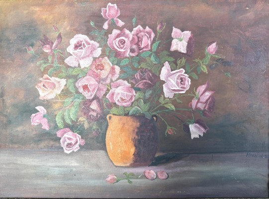 Böhme, Hans (1905-1982) Rosen Stillleben, Öl auf Platte.