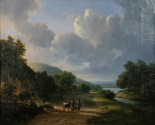 Kruseman, Frederik Marianus (1816-1882) Landschaft mit zwei Bauern, Öl auf Leinwand.