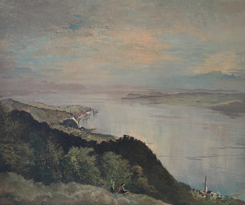 Möritz, Karl (1896-1963) Blick vom Haldenhof, 1953, Öl auf Malplatte.