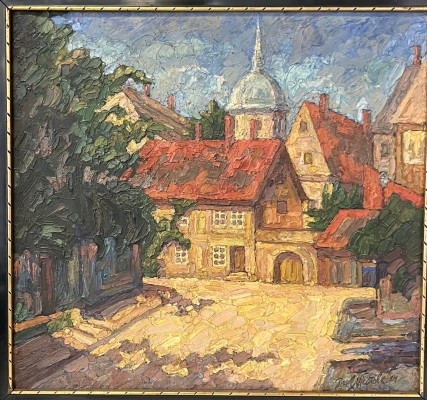 Nietsche, Paul (1885-1950) Bewegte Landschaft, Öl auf Leinwand, 1924.