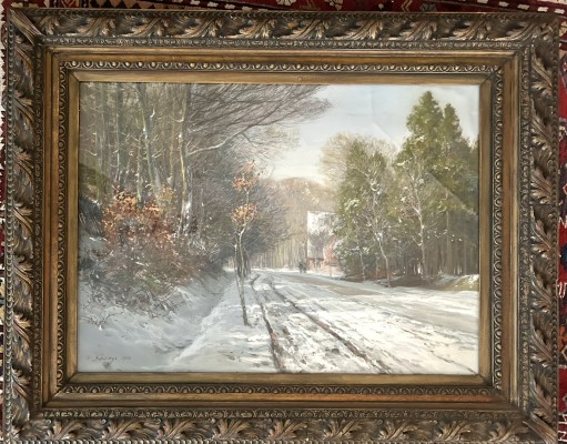 Schwinge, Friedrich Wilhelm (1852-1913) Winterlandschaft, Öl auf Holz, 1902.