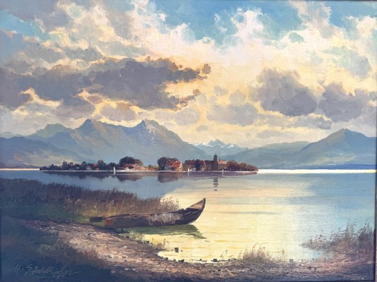 Stadelhofer, Helmut (1914-1979) Frauenchiemsee, Öl auf Leinwand.