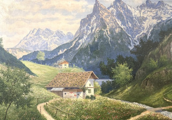 Weber, Otto (1832-1888) Gebirgsidylle, Öl auf Leinwand