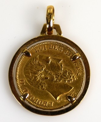 MÜNZANHÄNGER Goldmünze Leopold v. Belgien